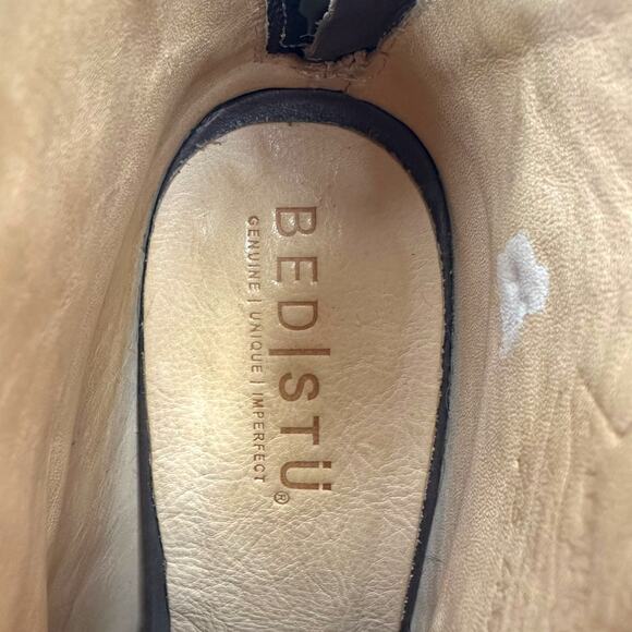 Bed Stu Onset Olivia Women’s Size 7.5 Peep Toe Fringe Booties Brown Leather Heel - Picture 5 of 11